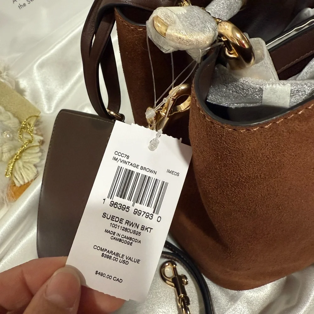 Coach Rowan Bucket Bag  suede/Im/Vintage Brown CCC78 - Picture 11 of 11